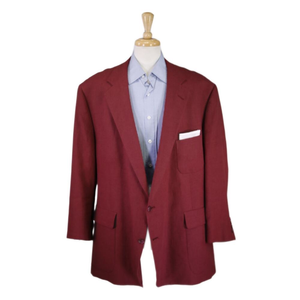Miller Brothers Tailored Pink Red Linen Patch Pocket Blazer Jacket Big 56R